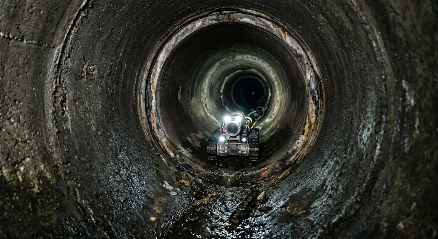 Robotic sewer camera inspecting pipe interior for Sewer Line Cleaning in Steubenville